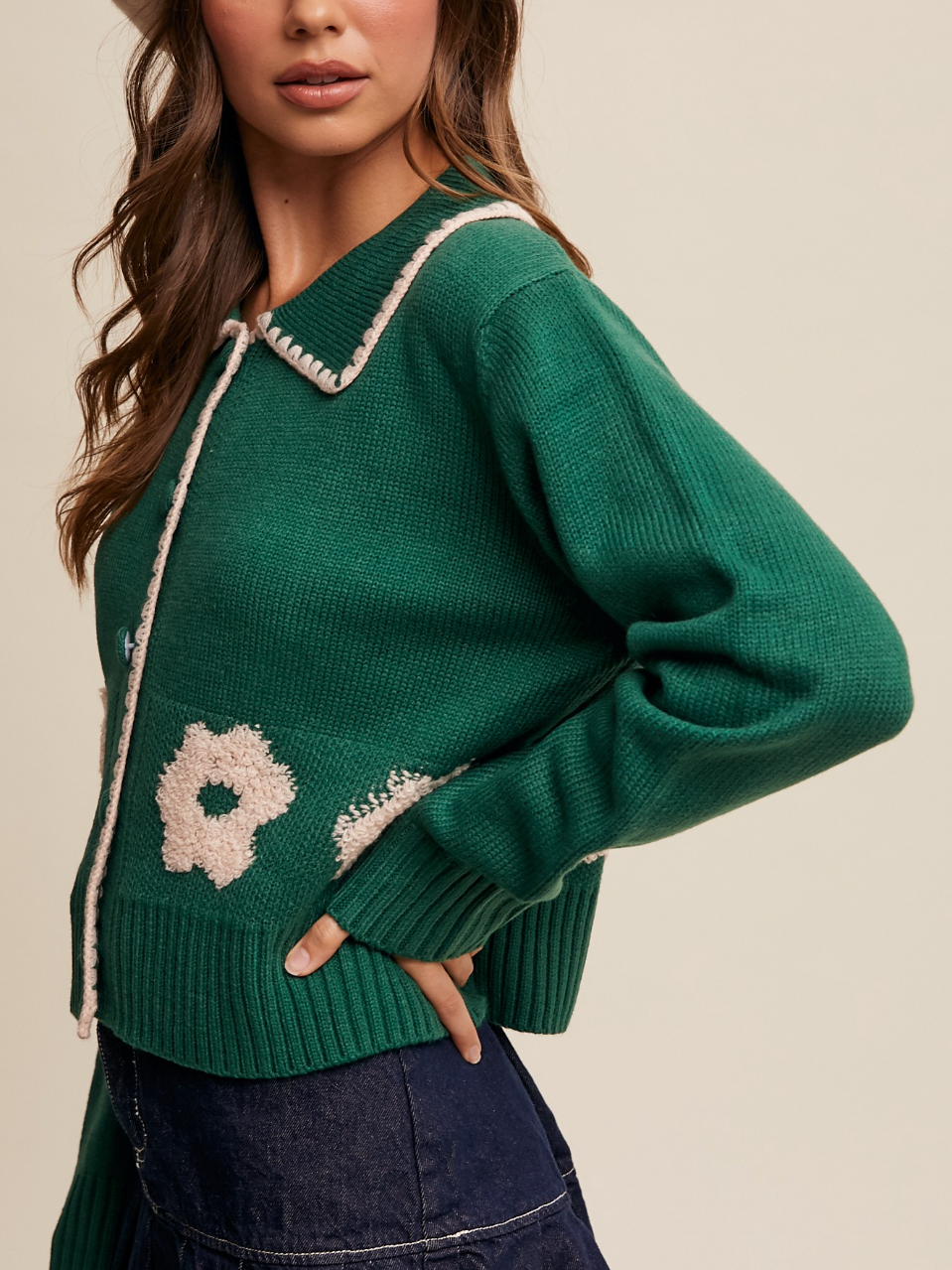 emerald flower cardigan