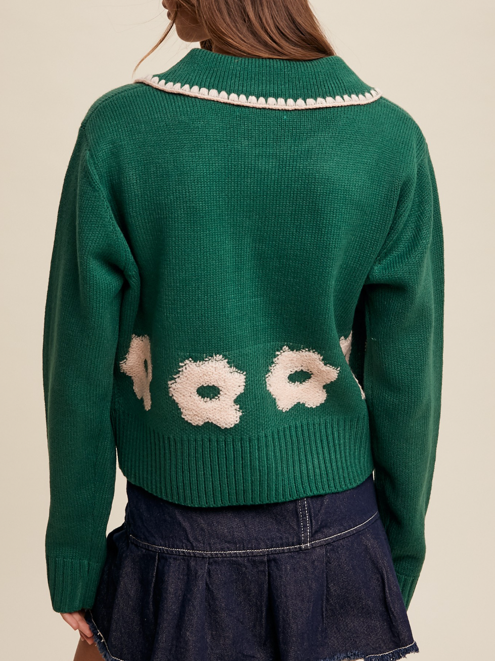 emerald flower cardigan