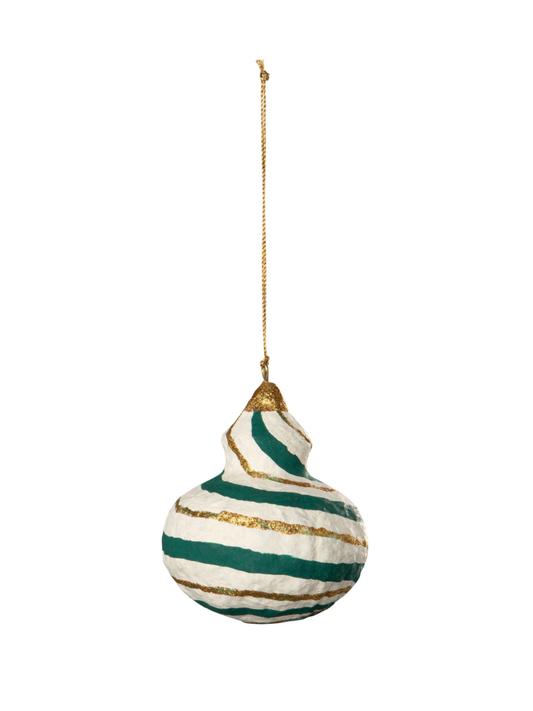 emerald paper mache ornament