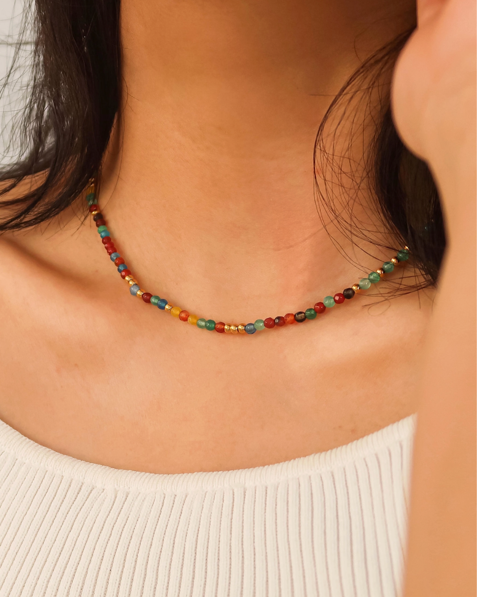 estelle 18k gold-plated beaded necklace