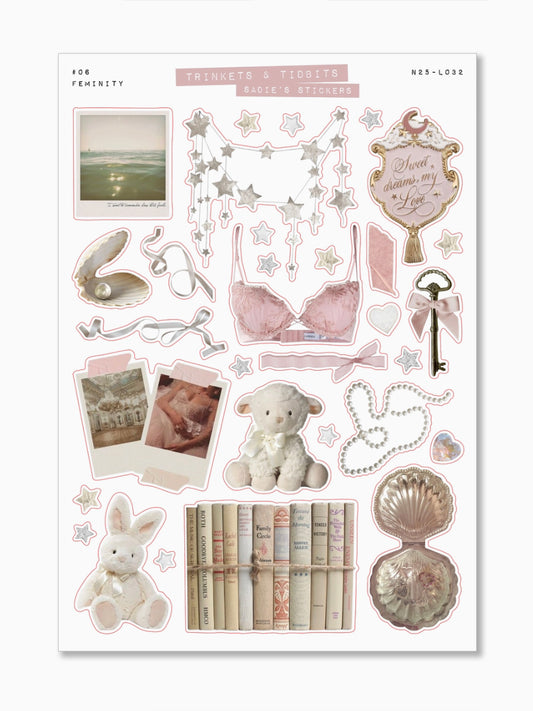 Femininity Aesthetic Trinkets & Tidbits Sticker Sheet