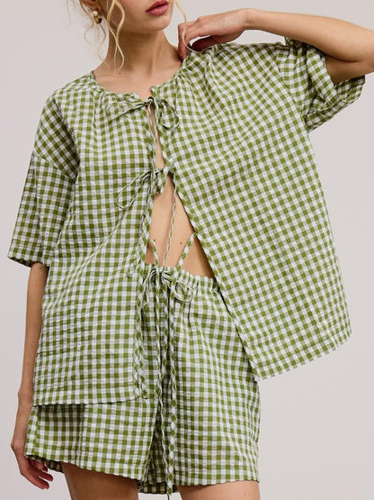 fern gingham top