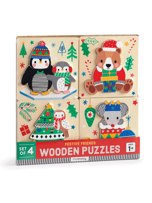 festive friends wooden puzzle set