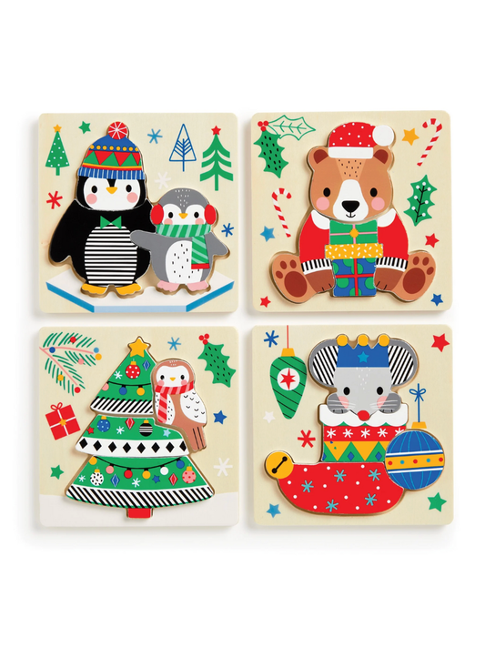 festive friends wooden puzzle set