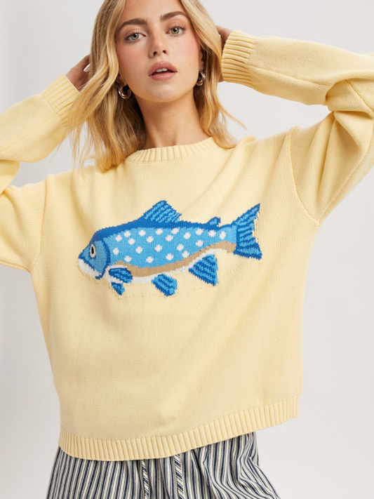 fish crewneck sweater