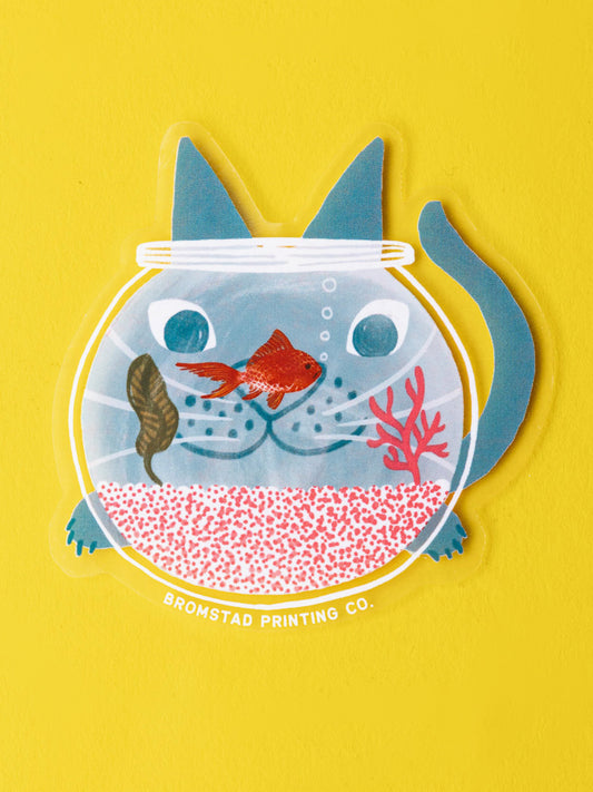 fishbowl cat clear sticker