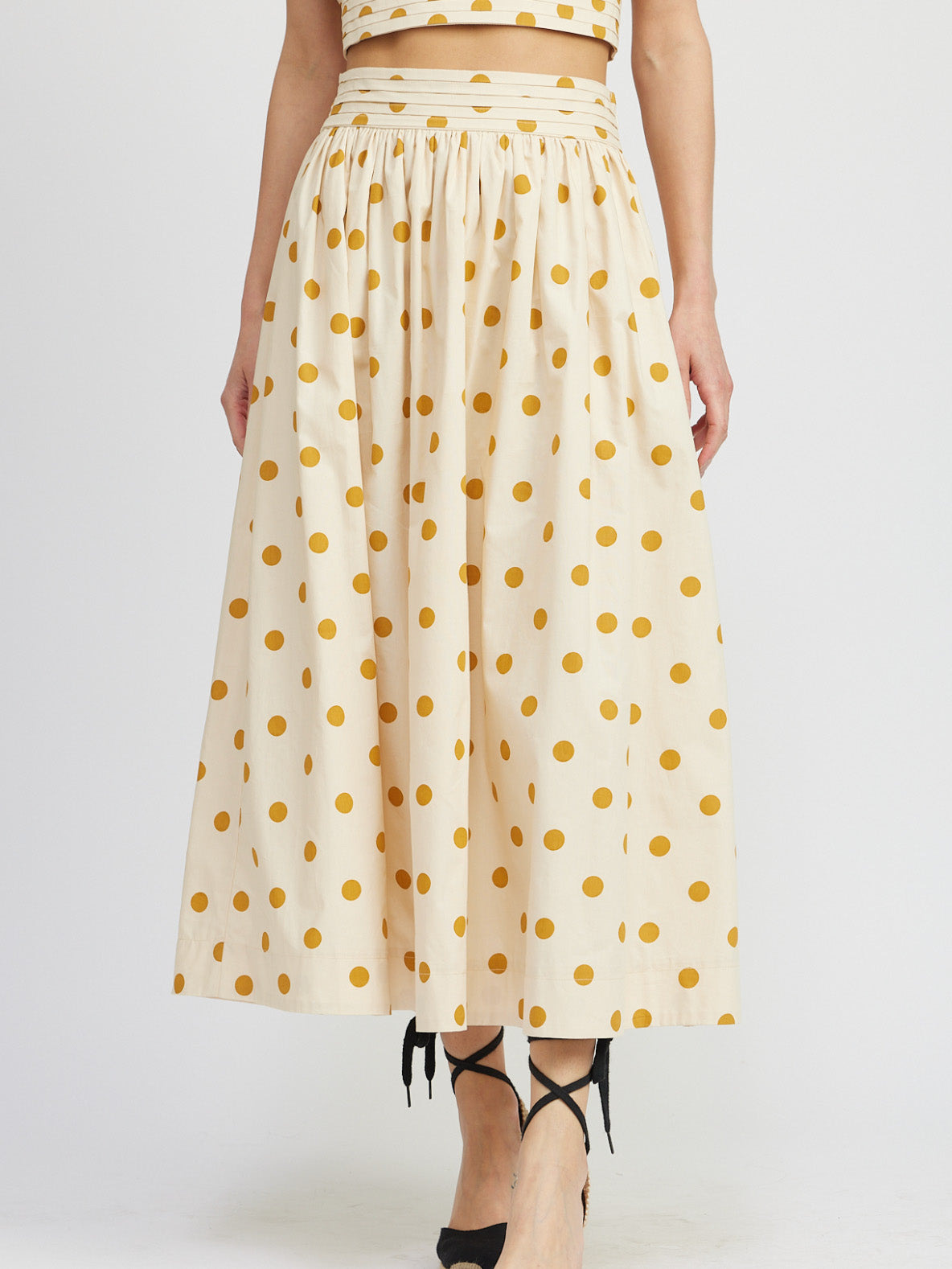 fleur dotted midi skirt