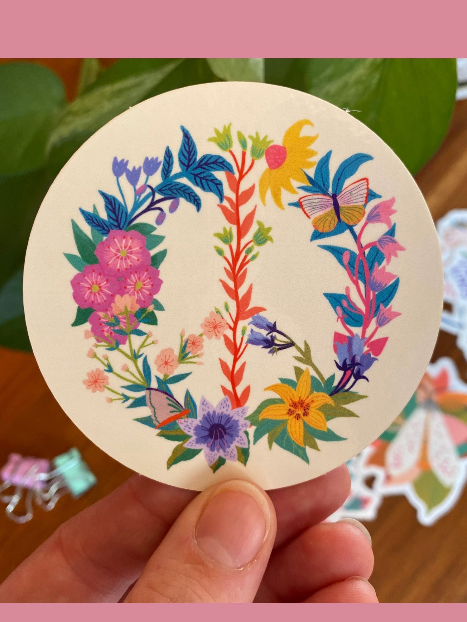 floral peace sticker