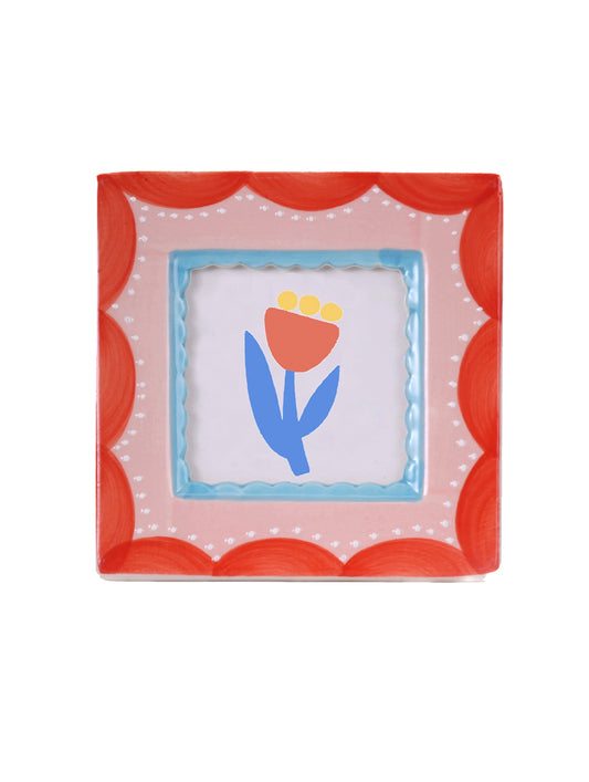 Red Scallop Hand-Painted Ceramic Frame