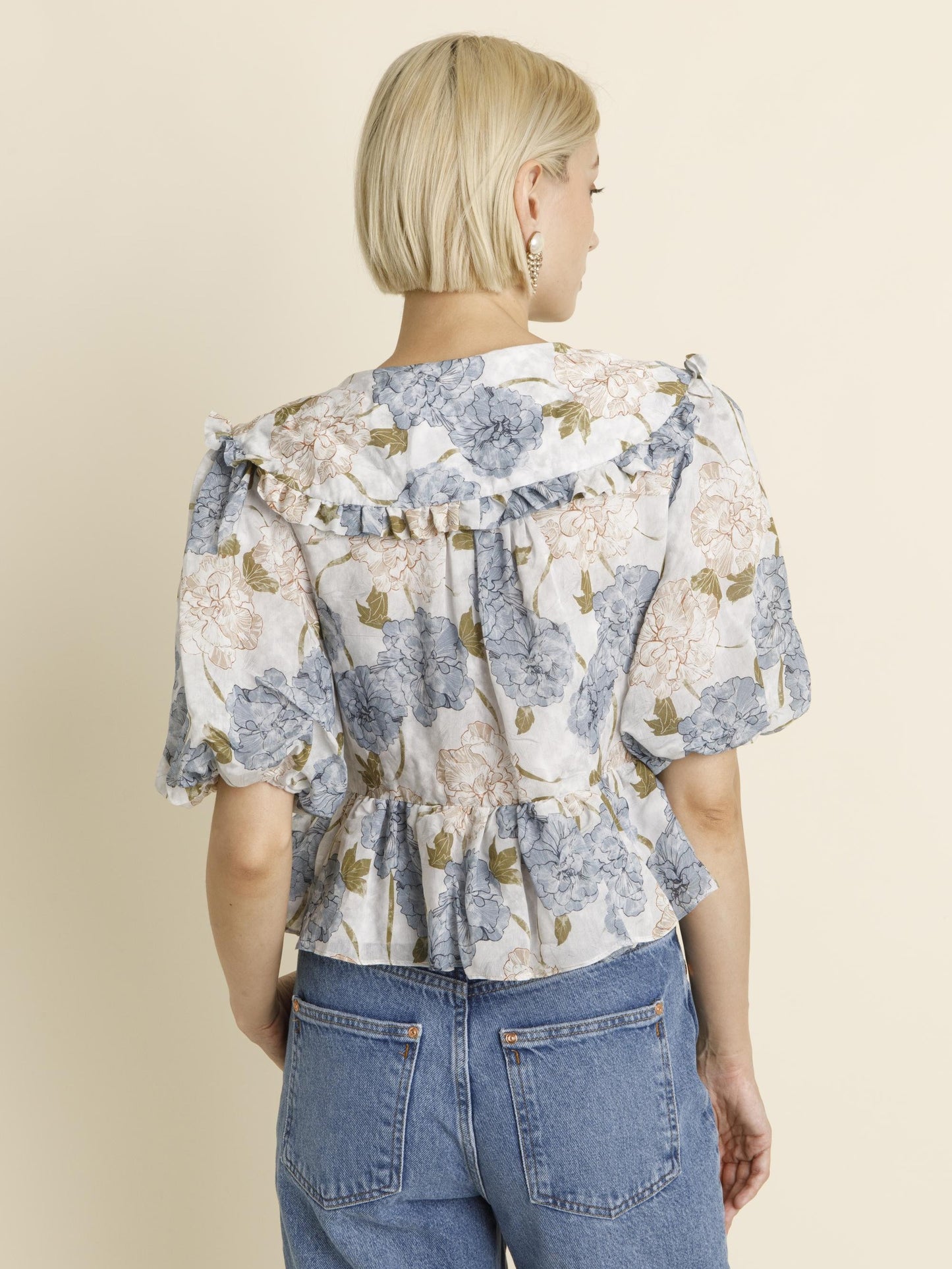 French Floral Tie Blouse