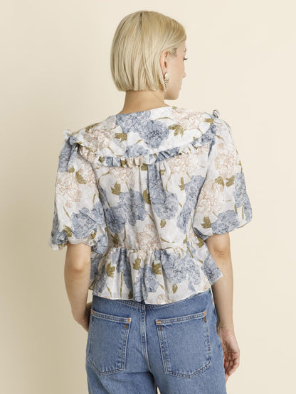 French Floral Tie Blouse