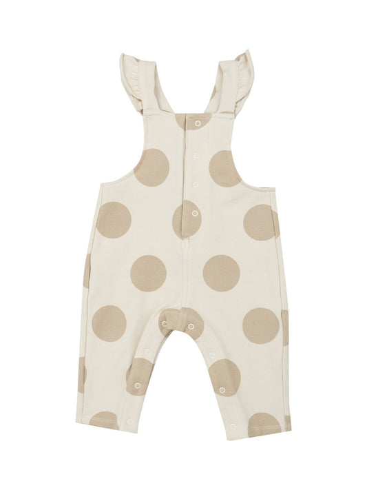 Beige Dot Ruffle Overalls