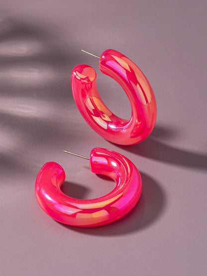fuchsia chromatic chunky hoop earrings