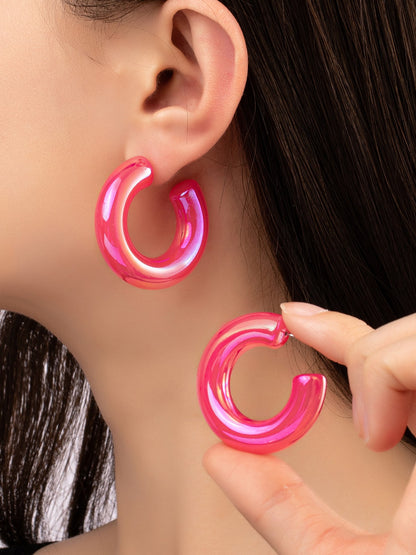 fuchsia chromatic chunky hoop earrings