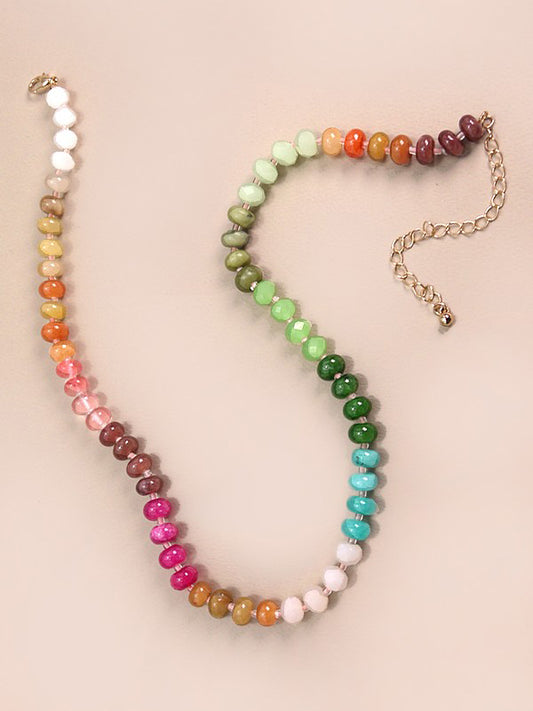 Garden Tones Glass Agate Bead Necklace