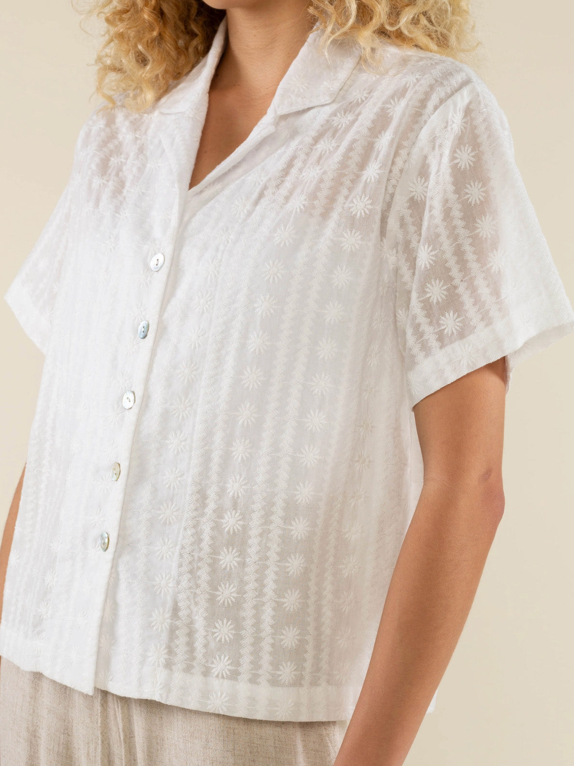 gia embroidered button down