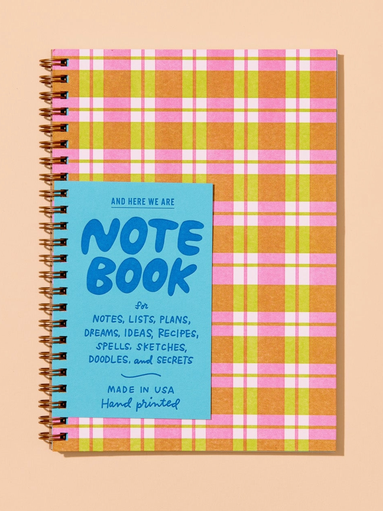 gingham picnic letterpress spiral notebook