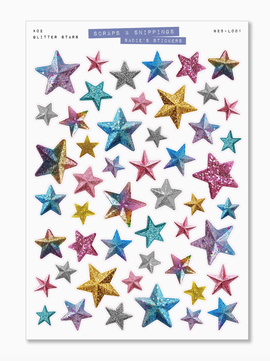 Glitter Stars Scraps & Snippings Deco Sticker Sheet