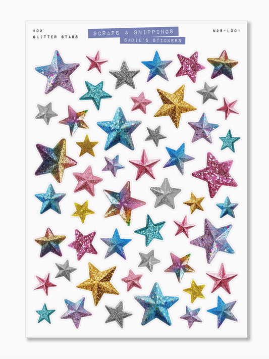 Glitter Stars Scraps & Snippings Deco Sticker Sheet