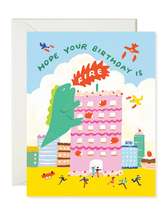 Godzilla Fire Birthday Card