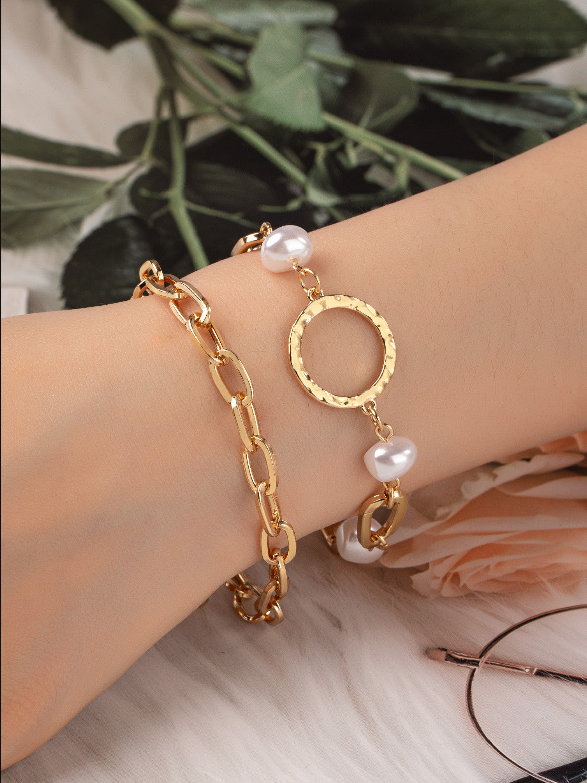 gold athena bracelet set