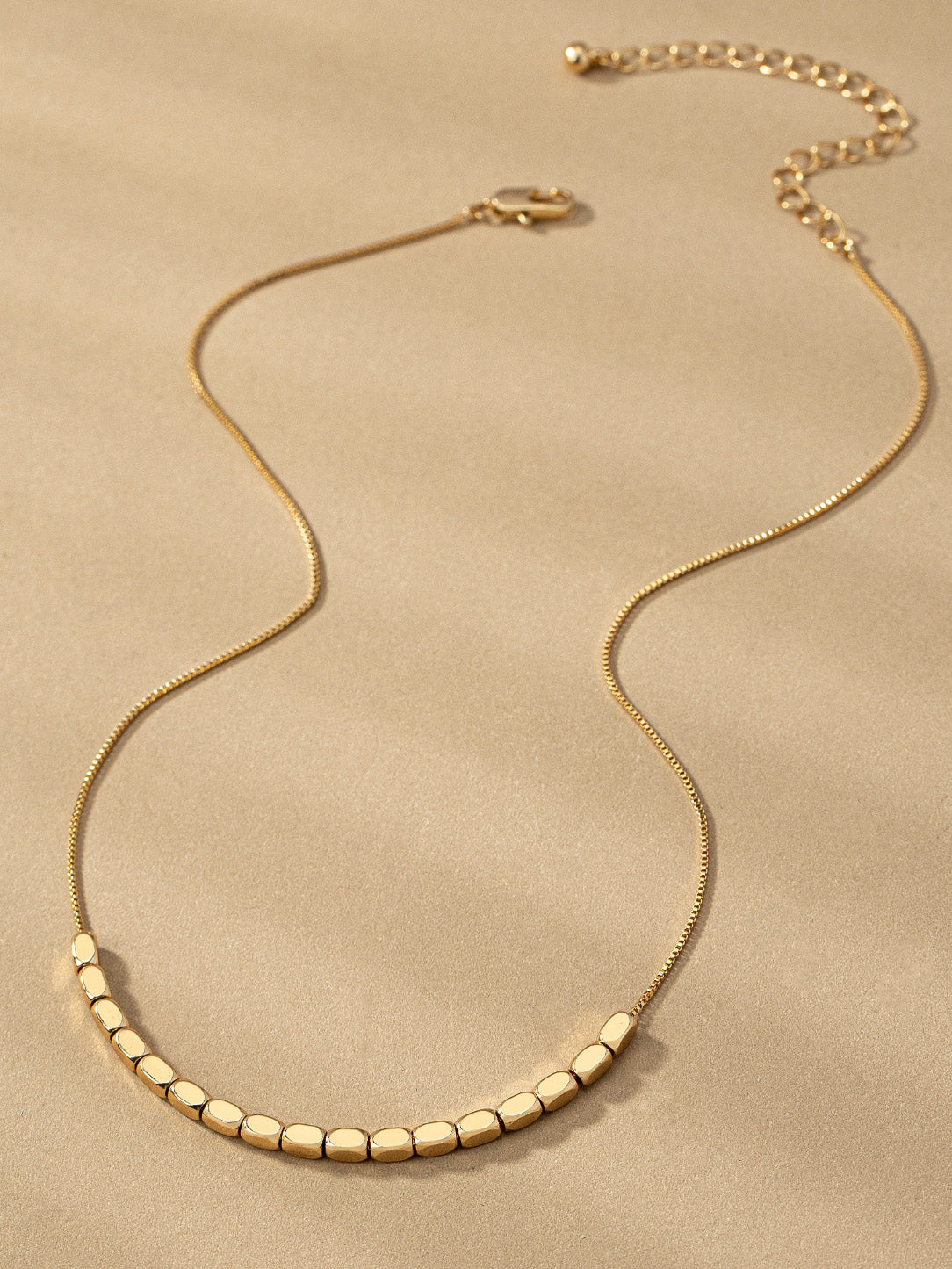 gold beaded box chain necklace