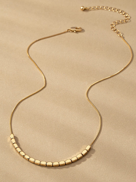 gold beaded box chain necklace