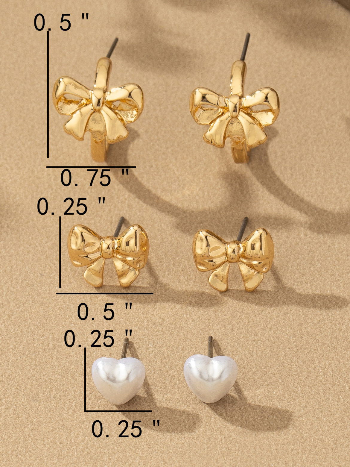 gold bow stud set