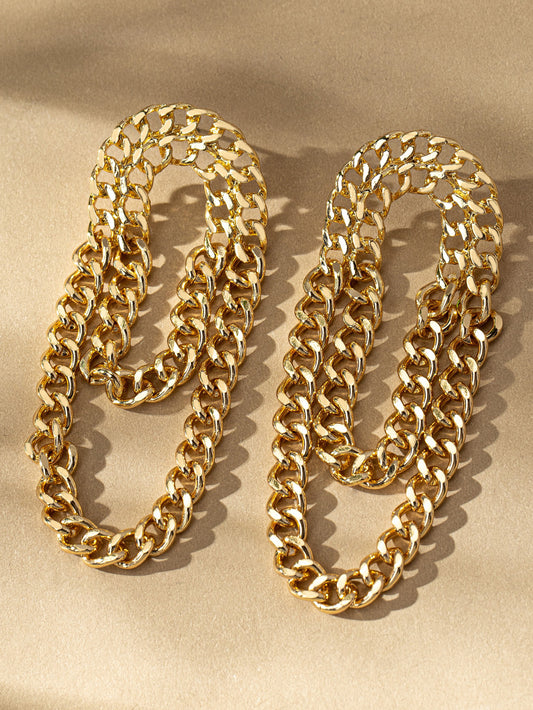 gold chain dangly earrings