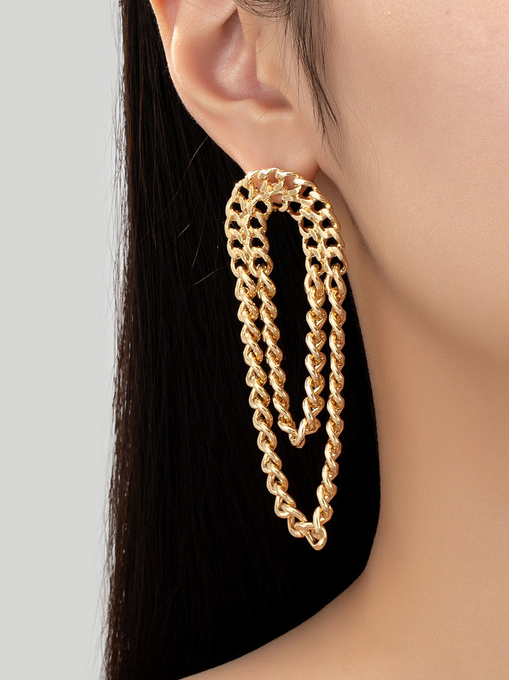 gold chain dangly earrings