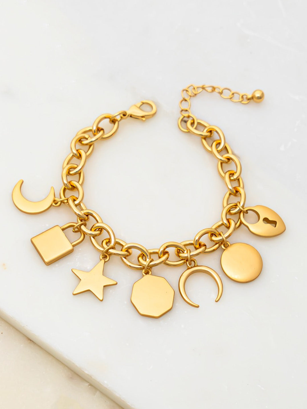 gold chunky charm bracelet