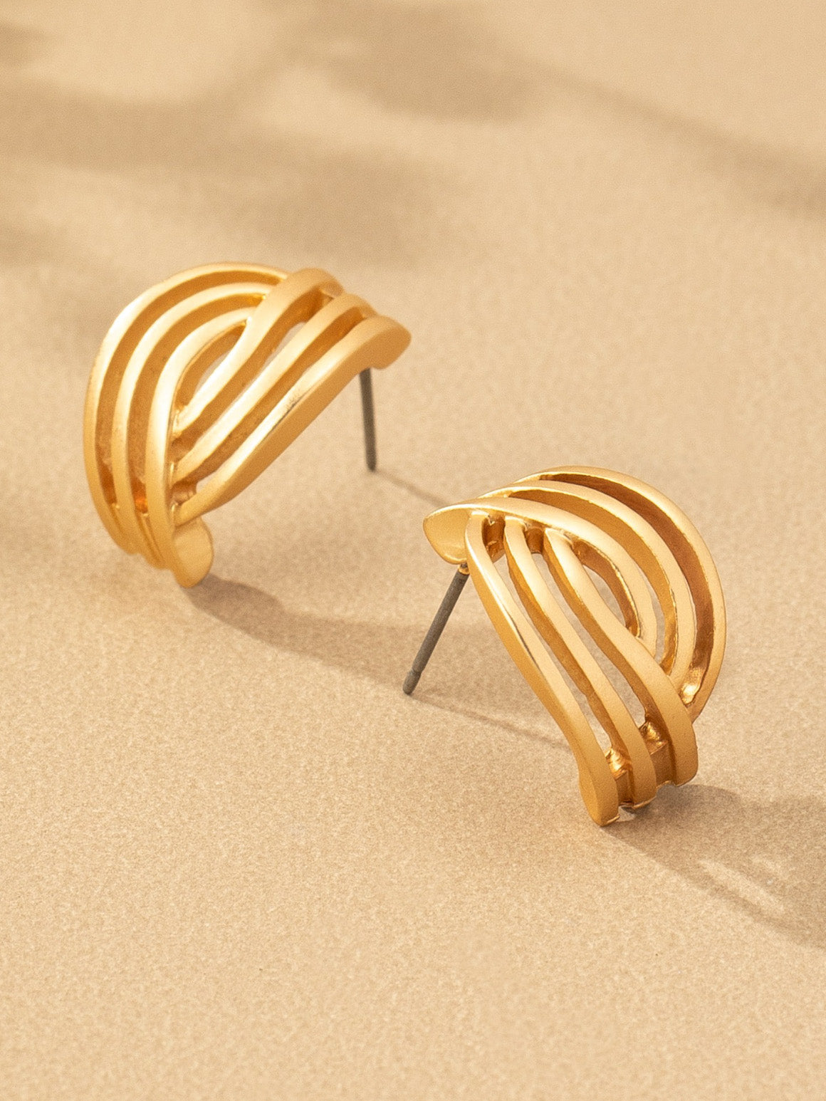 gold cutout hoop studs