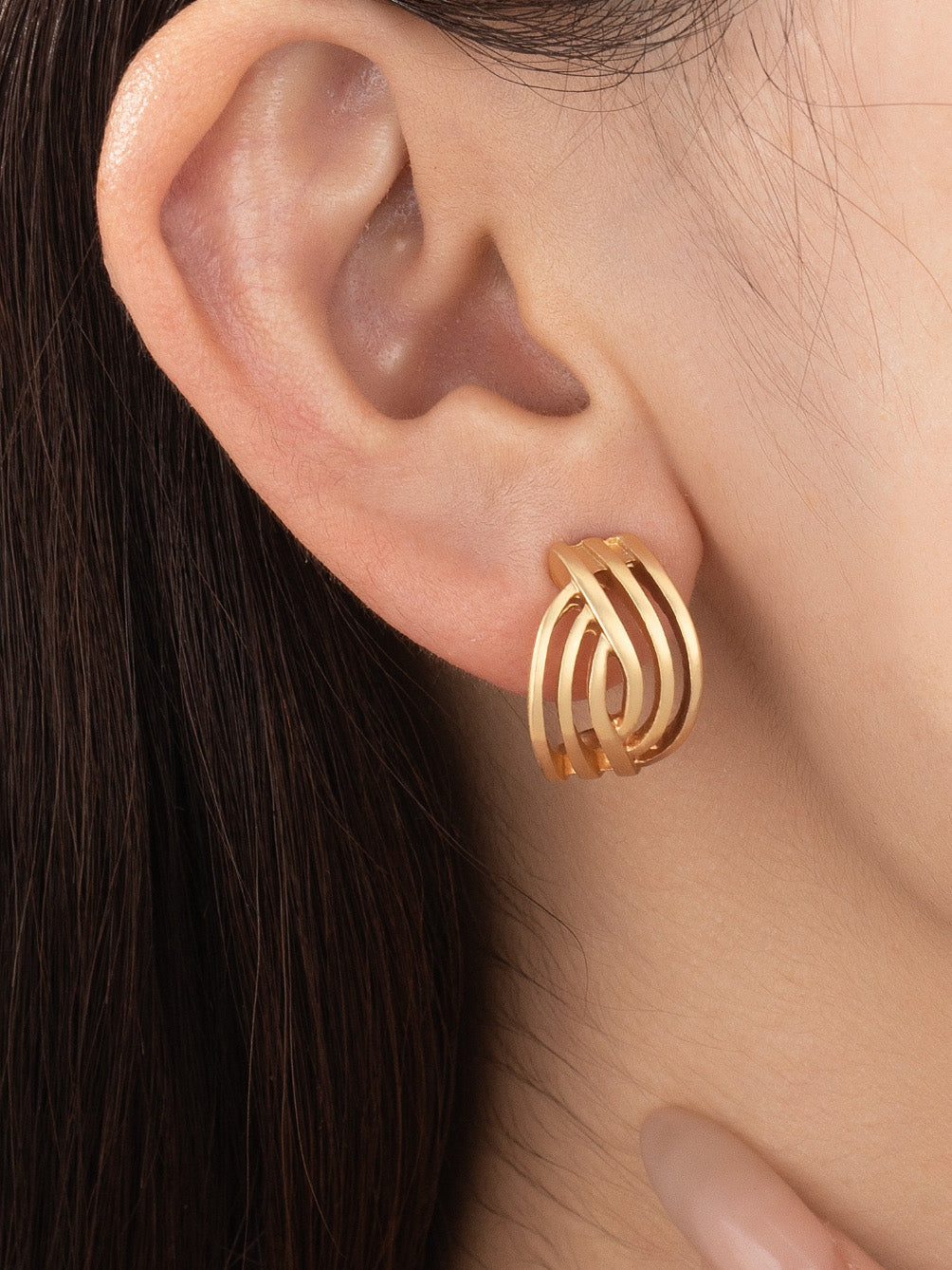 gold cutout hoop studs