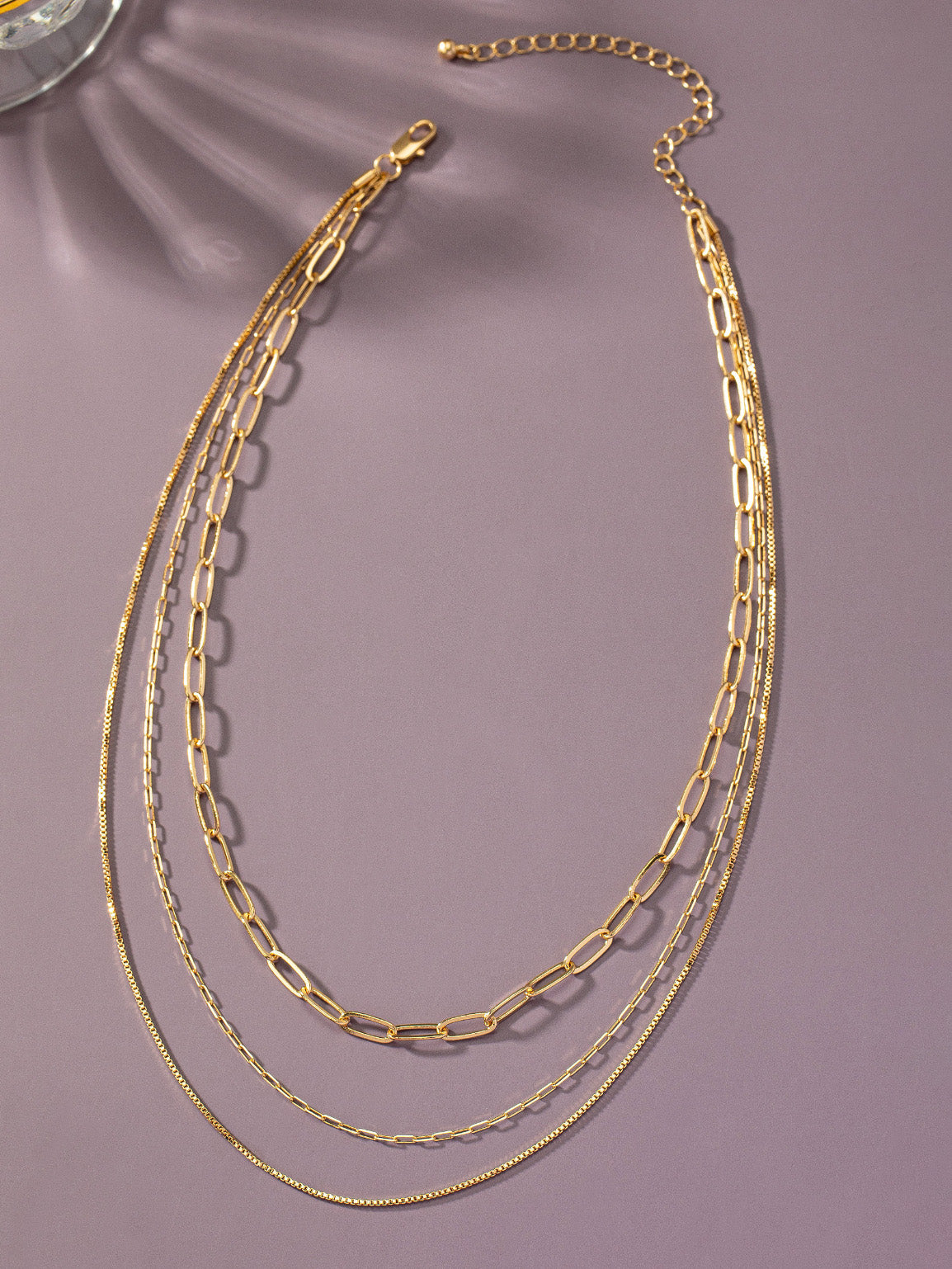 gold delicate triple layered necklace
