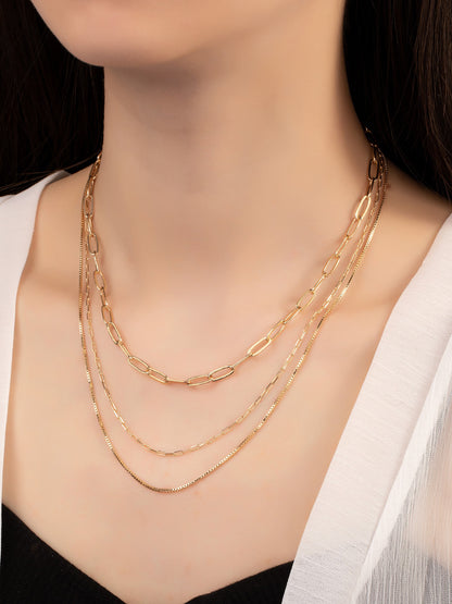 Gold Delicate Triple Layered Necklace