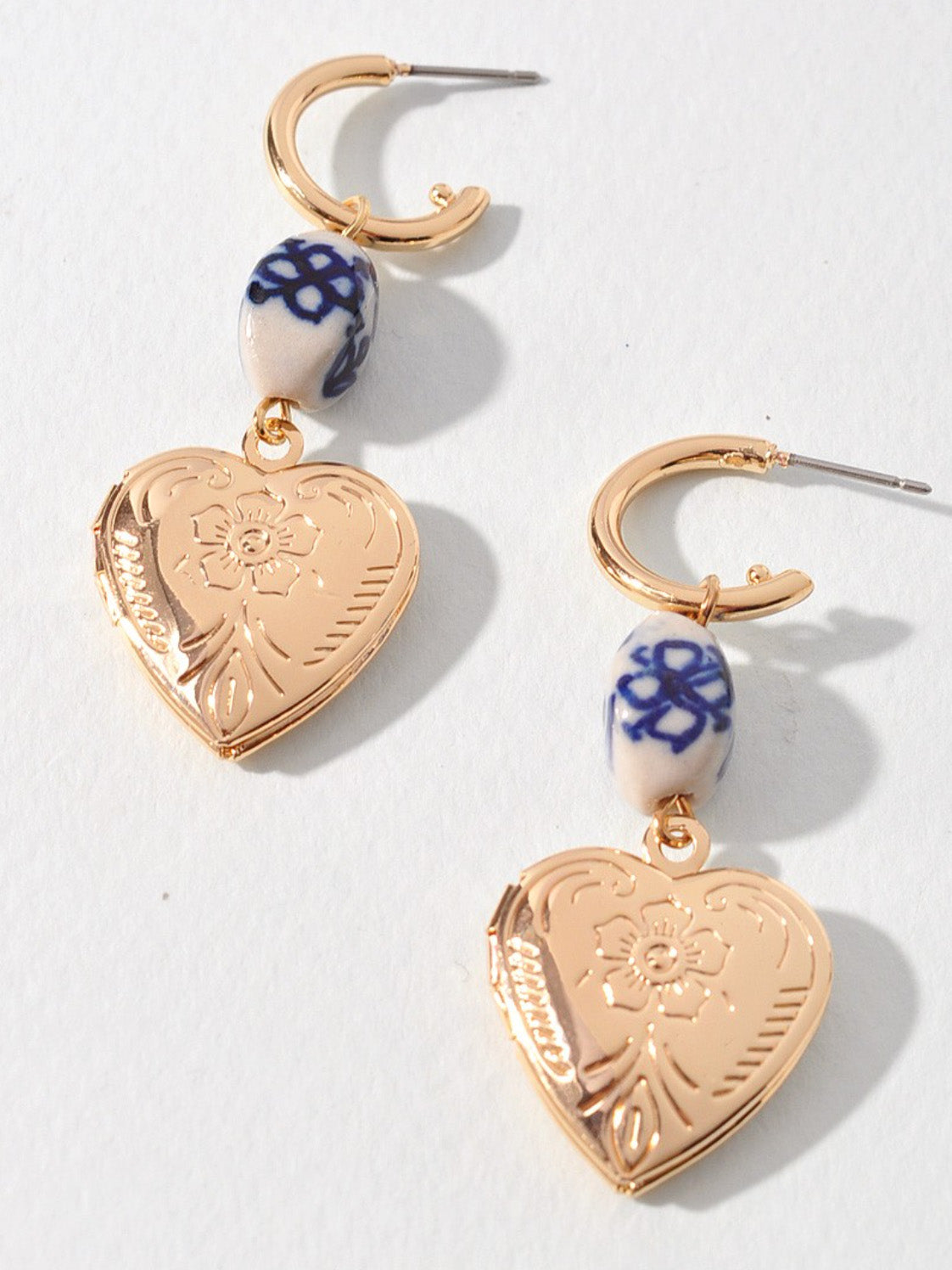 gold gilded heart earrings