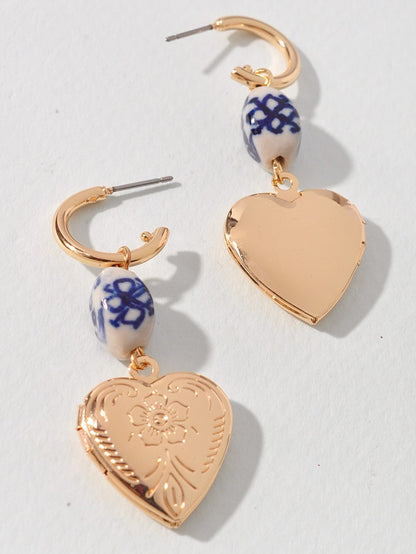 gold gilded heart earrings