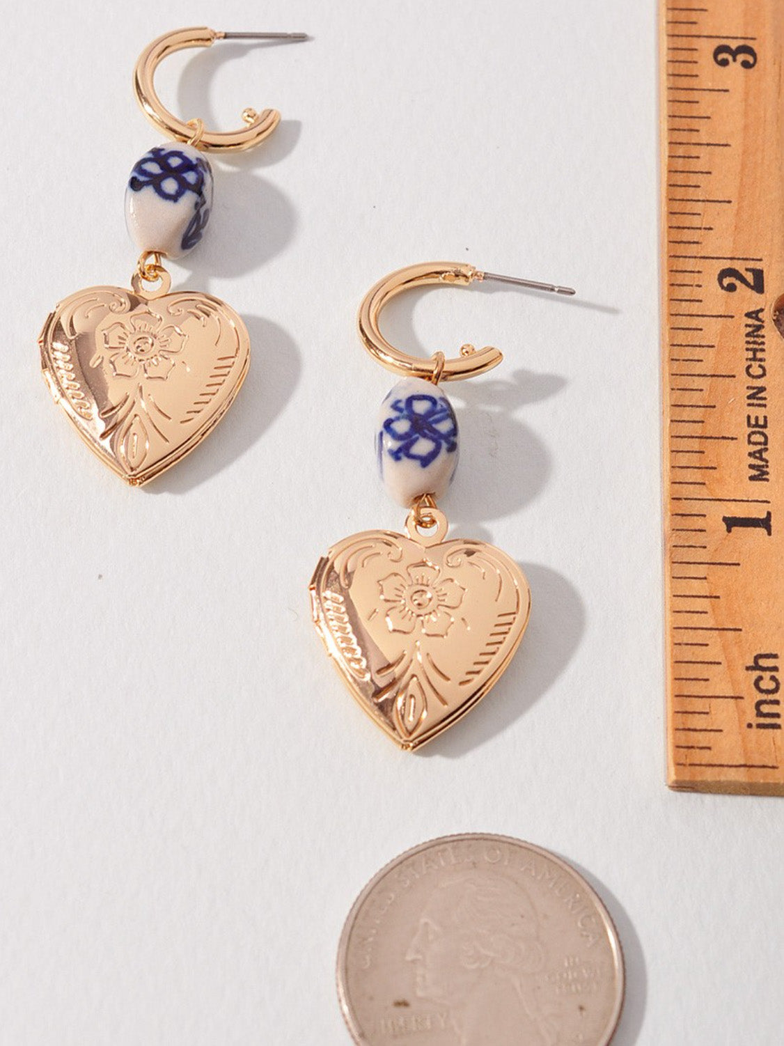 gold gilded heart earrings