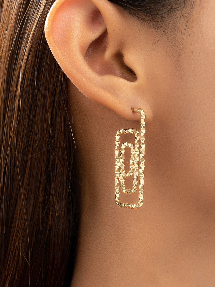gold hammered paper clip earrings