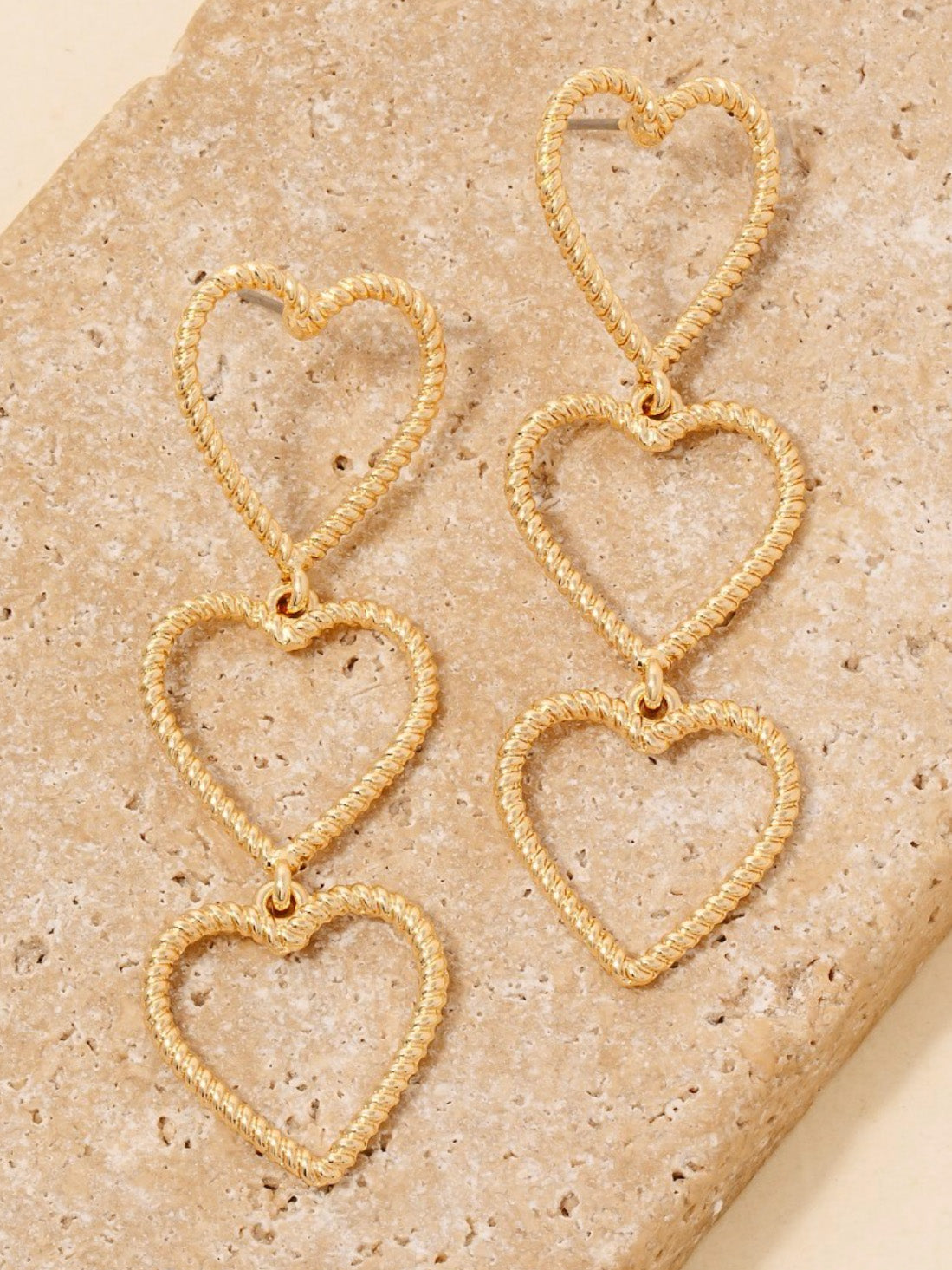 gold heart chain earrings