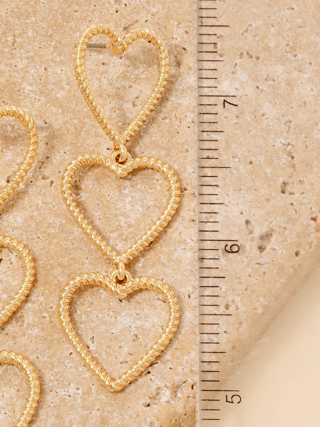 gold heart chain earrings