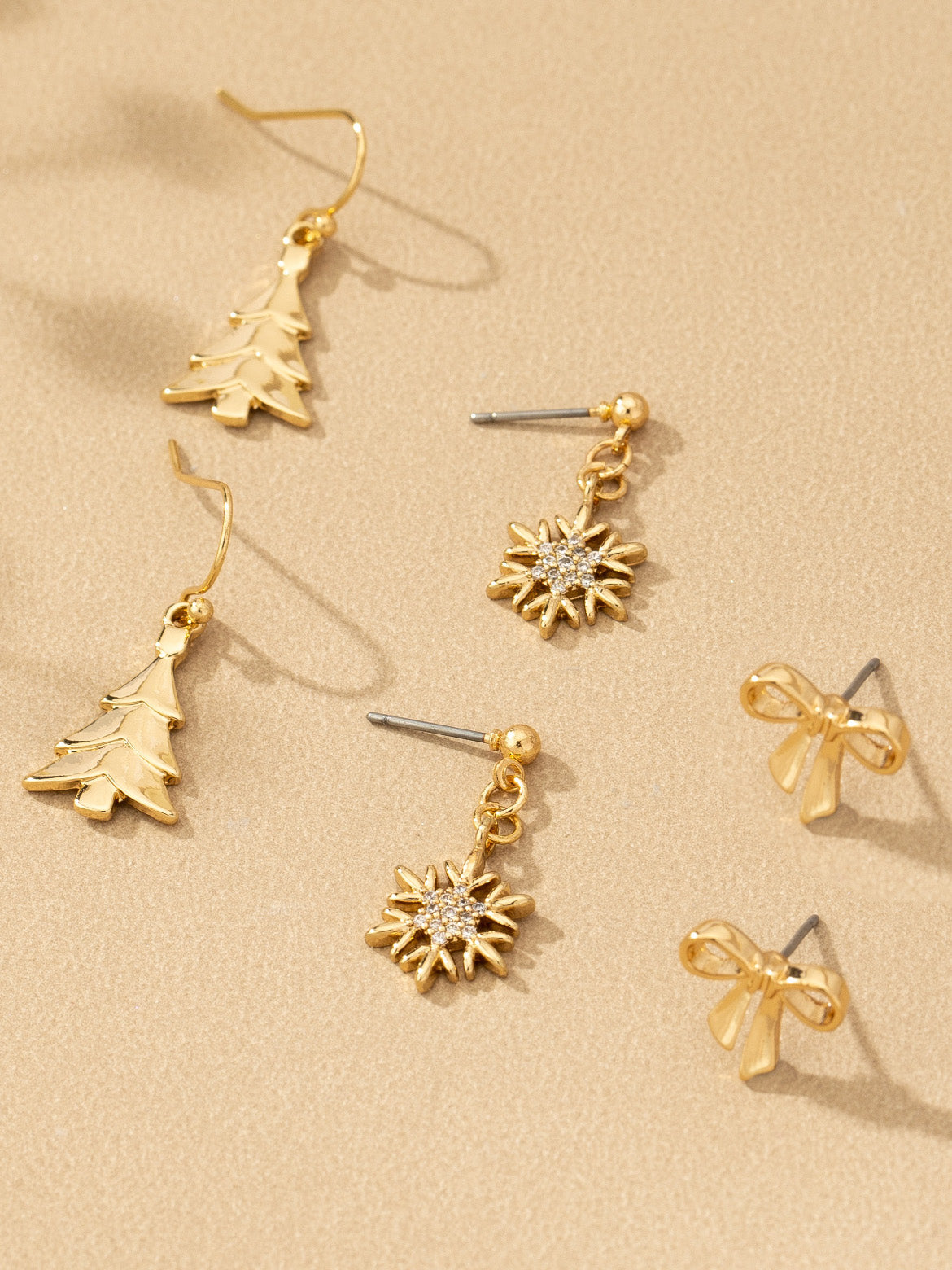 gold holiday trio earring set