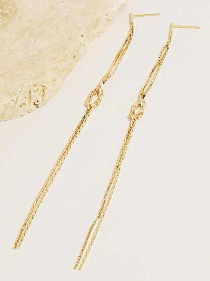 gold knot chain earrings