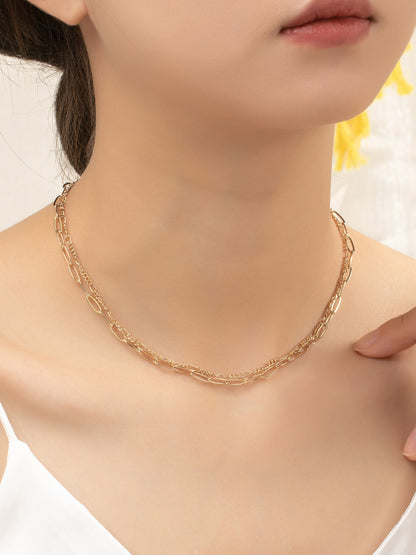 Gold Link Double Layered Necklace