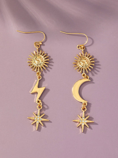 gold meteorology dangly earrings