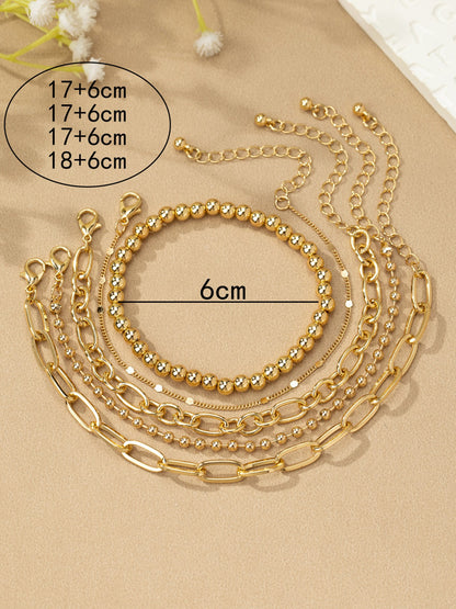 gold mixed chain bracelet set