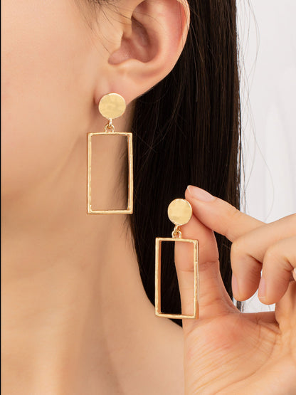 gold rectangle drop earrings