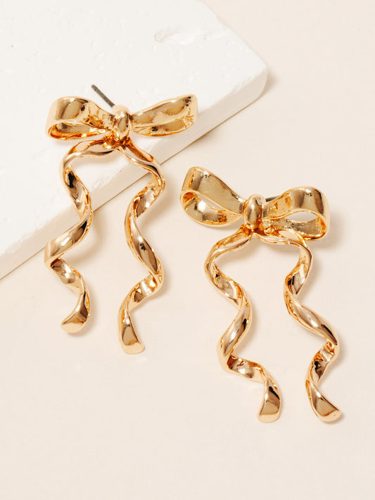 gold ribbon bow studs