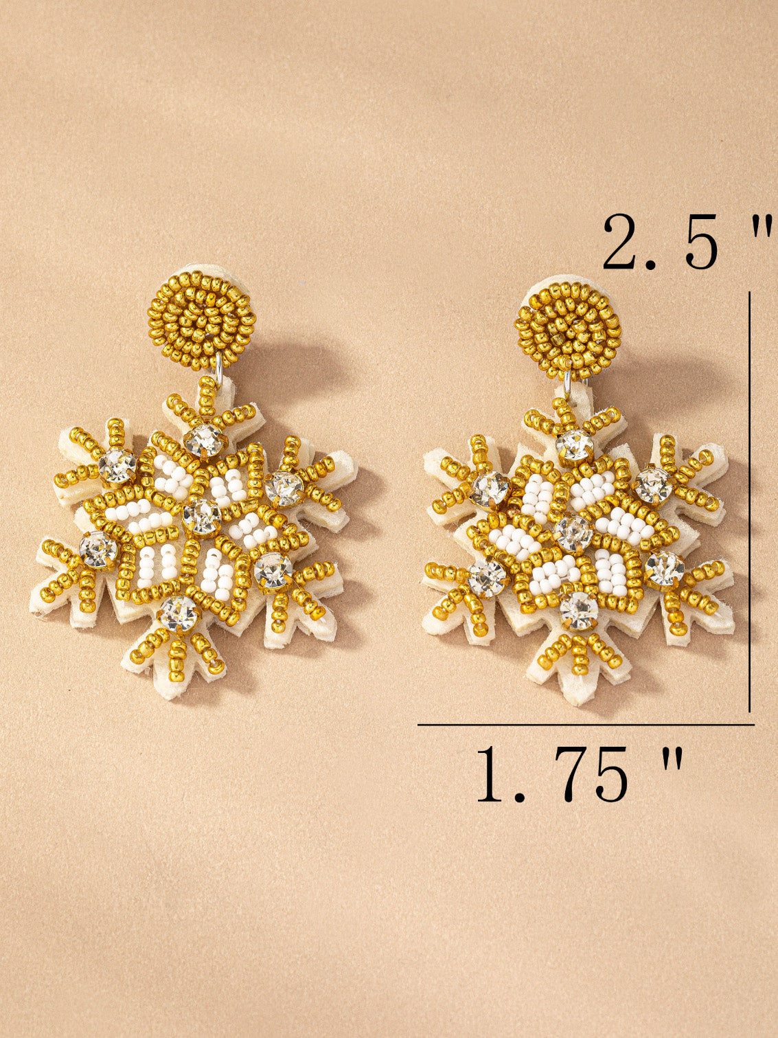 gold snowflake beaded earrings