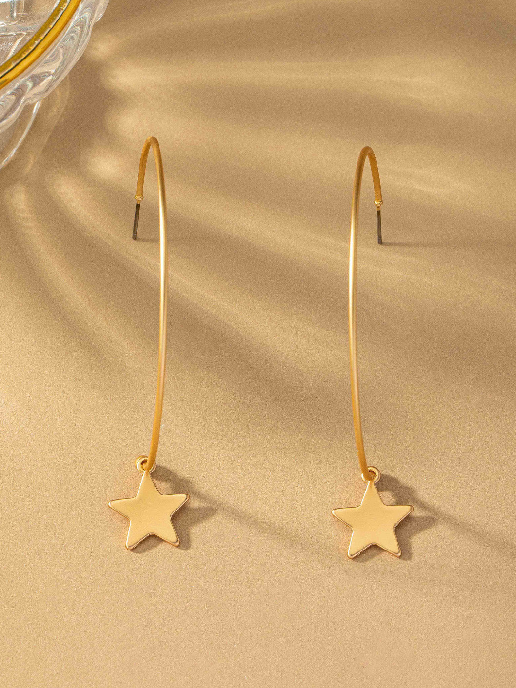 gold star hoop earrings